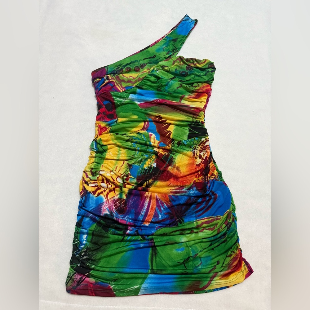Hawaiian Green One shoulder bodycon mini dress